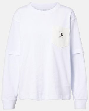 Sacai X Carhartt Layered Cotton Jersey Top - White