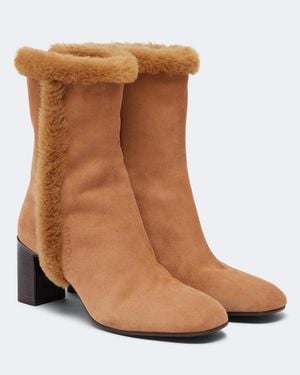 Jimmy Choo Daze Shearling-Trimmed Suede Ankle Boots - Brown