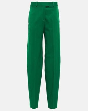 The Attico Wide-Leg Wool-Blend Trousers - Green