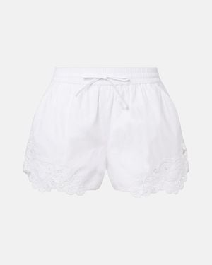 Veronica Beard Vivaldi Embroidered Cotton Shorts - White