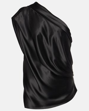 The Sei Asymmetric Silk Top - Black