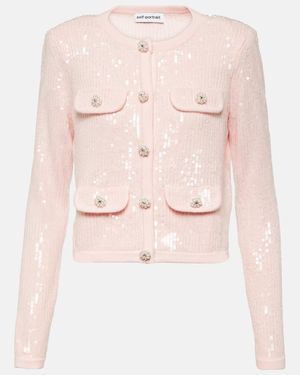 Self-Portrait Cardigan mit Pailletten - Pink
