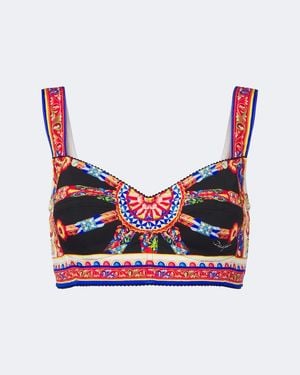 Dolce & Gabbana Carretto Silk-Blend Charmeuse Crop Top - Red