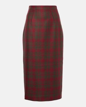 Emilia Wickstead Lorelei Plaid Wool-Blend Pencil Skirt - Red
