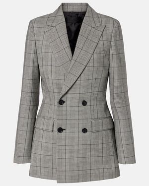 Nili Lotan Weston Plaid Virgin Wool Blazer - Grey