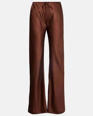 Veronica Beard Billie Silk-Blend Straight Trousers - Brown