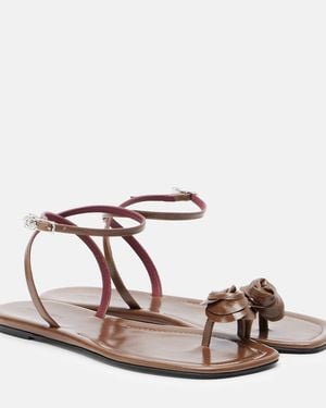 Magda Butrym Floral-Applique Leather Sandals - Brown