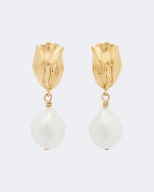 Chloé Pendientes De Laton Adornados - Blanco