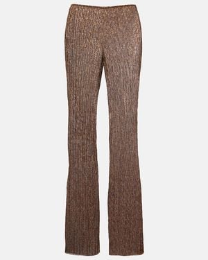 Cala De La Cruz Dries Lame Flared Trousers - Brown