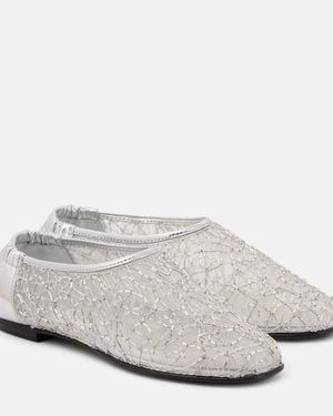 Jonathan Simkhai Eden Metallic Lace Ballet Flats - White