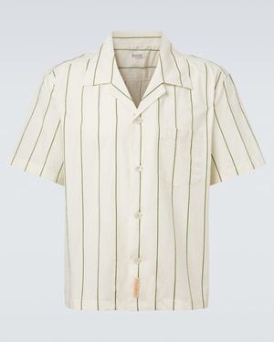 Bode Celery Striped Cotton Bowling Shirt - White