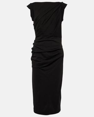 Dries Van Noten Draped Slim-fit Cotton-jersey Midi Dress - Black