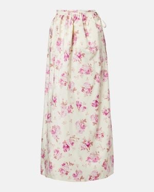 Magda Butrym Floral Silk Midi Skirt - Pink