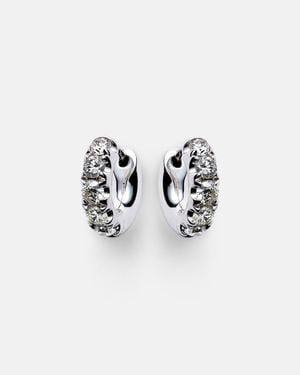 Roxanne First Super Duper 14Kt Hoop Earrings With Diamonds - White