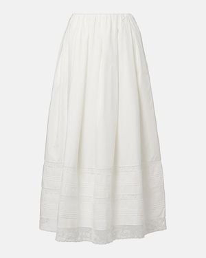 Faithfull the Brand Lyon Lace-Trimmed Cotton Midi Skirt - White