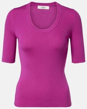 Chloé Top Aus Rippstrick - Lila