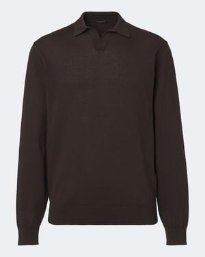Rubinacci Cotton Polo Jumper - Black