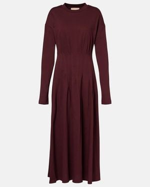 Plan C Cotton Midi Dress - Purple