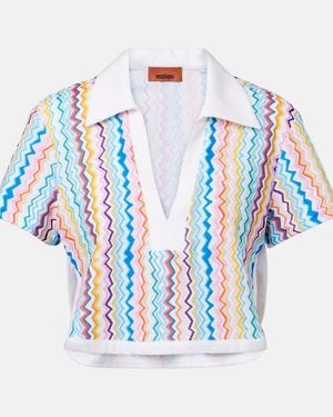 Missoni Crop Top De Rizo En Zigzag - Azul