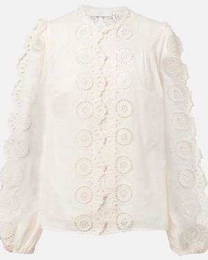 Zimmermann Lucky Embroidered Cotton Blouse - White
