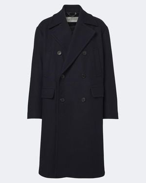 Dries Van Noten Double-Breasted Wool-Blend Coat - Blue