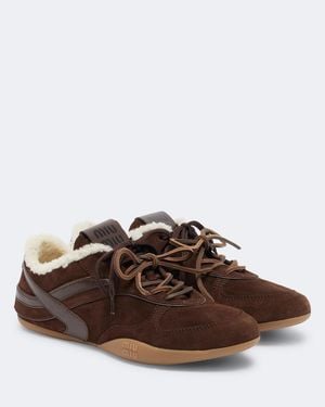 Miu Miu Sneakers Gymnasium Aus Veloursleder Mit Leder - Braun