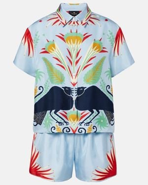 Etro Bedruckter Pyjama Aus Seide - Blau