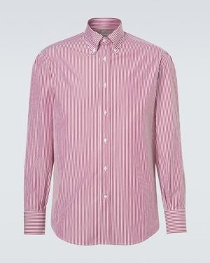 Brunello Cucinelli Striped Cotton Poplin Shirt - Pink