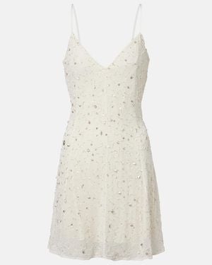 STAUD Emily Embellished Tulle Minidress - White