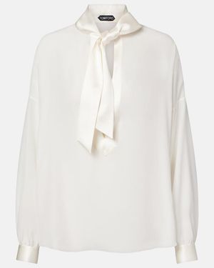 Tom Ford Silk Crepe De Chine Blouse - White