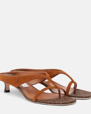 Jimmy Choo Sandalen Emeri Aus Veloursleder - Braun