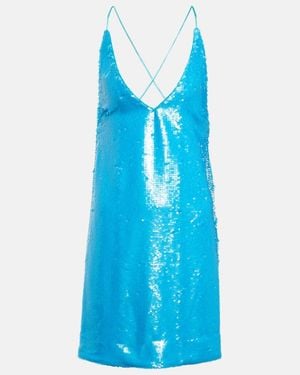 Ganni Sequin Slip Mini Dress - Blue