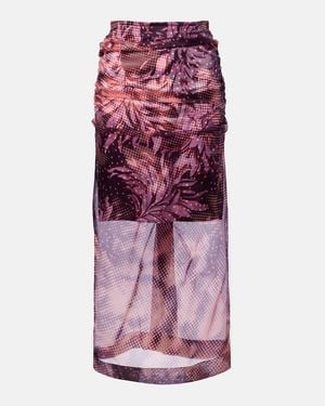 Dries Van Noten Layered Printed Silk-Blend Midi Skirt - Purple