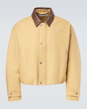 Acne Studios Leather-Trimmed Cotton Satin Blouson Jacket - Natural