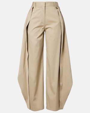 Loewe Cotton And Silk Gabardine Wide-Leg Trousers - Natural
