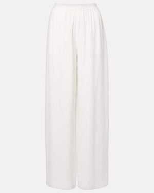 Oscar de la Renta Mid-Rise Silk Straight Trousers - White