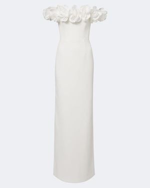 Rebecca Vallance Odetta Floral-Applique Crepe Gown - White