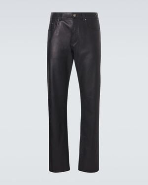 Versace Leather Straight Pants - Blue