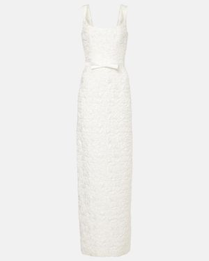 Markarian Robin Floral Jacquard Gown - White