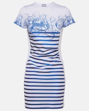 Jean Paul Gaultier Striped-Print Mini Dress - Blue