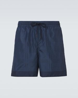 Gucci Badeshorts Interlocking G Aus Popeline - Blau
