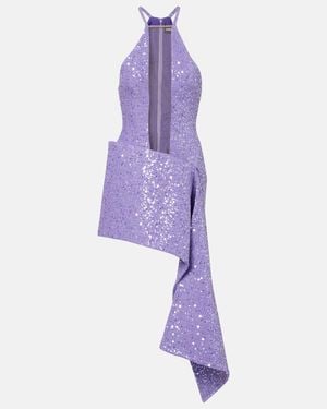 David Koma Draped Sequined Minidress - Purple