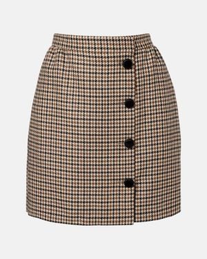 Valentino Houndstooth Virgin Wool Miniskirt - Natural