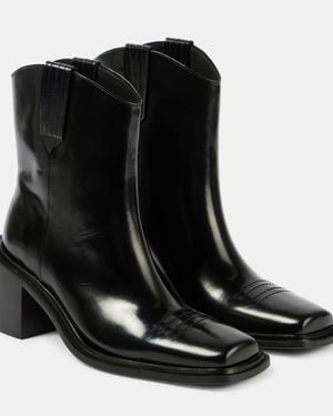 Souliers Martinez Polished Leather Ankle Boots - Black