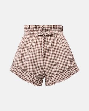 Posse Callie Gingham Cotton Shorts - Brown