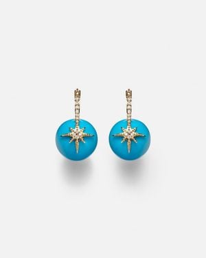 Sydney Evan Starburst 14Kt Earrings With And Diamonds - Blue
