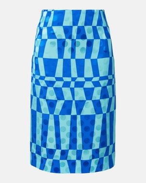 Dries Van Noten Printed Pencil Skirt - Blue