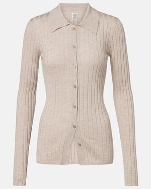 TOTEME Ribbed-Knit Cashmere And Silk Cardigan - Natural