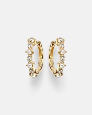 Mateo 14Kt Earrings With Diamonds And Pearls - White