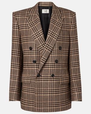 Saint Laurent Double-Breasted Silk And Cashmere Blazer - Brown
